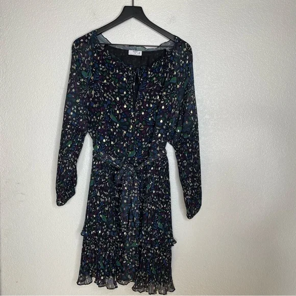 UNTUCKit Midi Paloma Black Gold Peacock Dress Size 12 - Picture 4 of 11